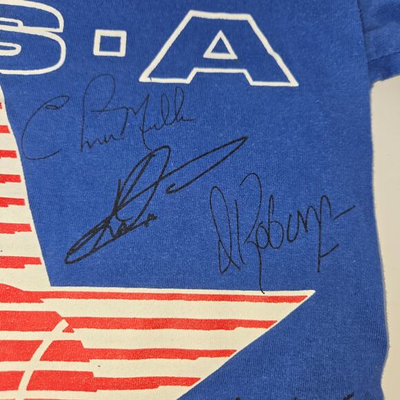 Vintage 1992 Olympic Team USA Basketball T-Shirt Youth Large Single Stitch Blue - Picture 7 of 13